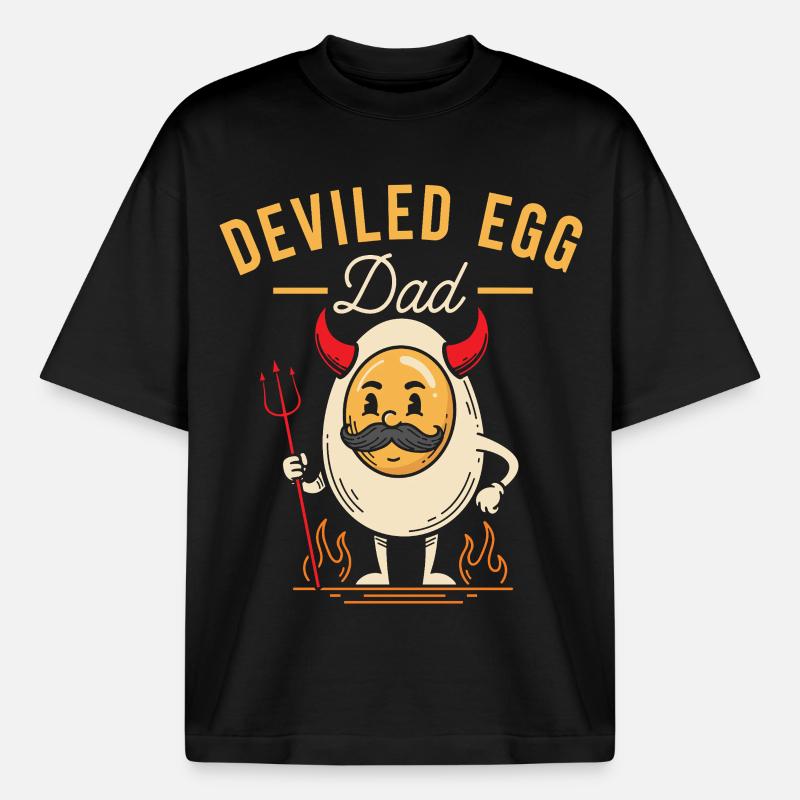 Deviled Egg Dad Thanskgiving Dinner - Boxy Heavyweight Unisex Organic T-Shirt by Stanley/Stella - black