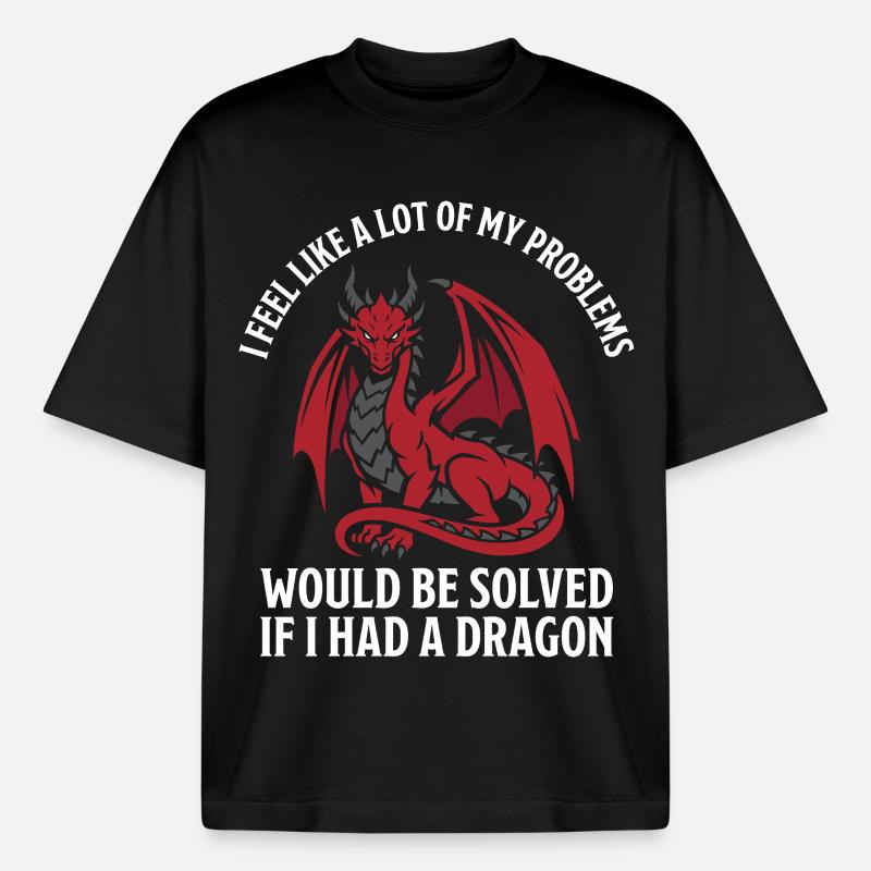 Problems Solved Dragon Lovers Fantasy - Boxy Heavyweight Unisex Organic T-Shirt by Stanley/Stella - black