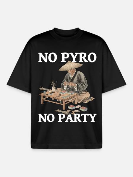 No Pyro No Party Fireworks - Boxy Heavyweight Unisex Organic T-Shirt by Stanley/Stella - black