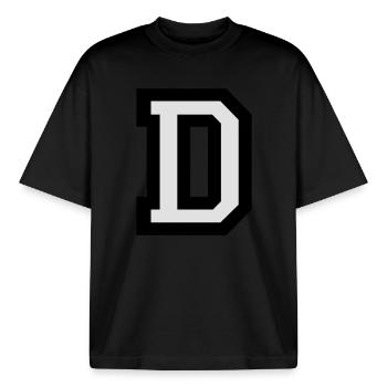 Buchstabe D - Boxy Heavyweight Unisex Organic T-Shirt von Stanley/Stella - Schwarz - Vorne - AI Model Male 185 light (185cm) & AI Model Female 172 dark (172cm)
