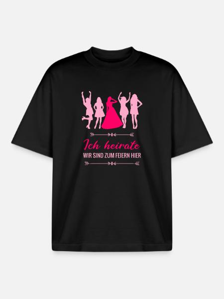 Ich heirate - poltern Junggesellinnenabschied - Boxy Heavyweight Unisex Organic T-Shirt von Stanley/Stella - Schwarz