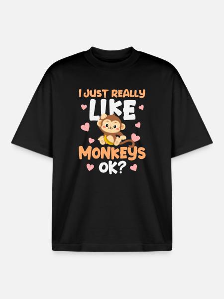 Singes singes - T-shirt unisexe boxy épais biologique Stanley/Stella - noir
