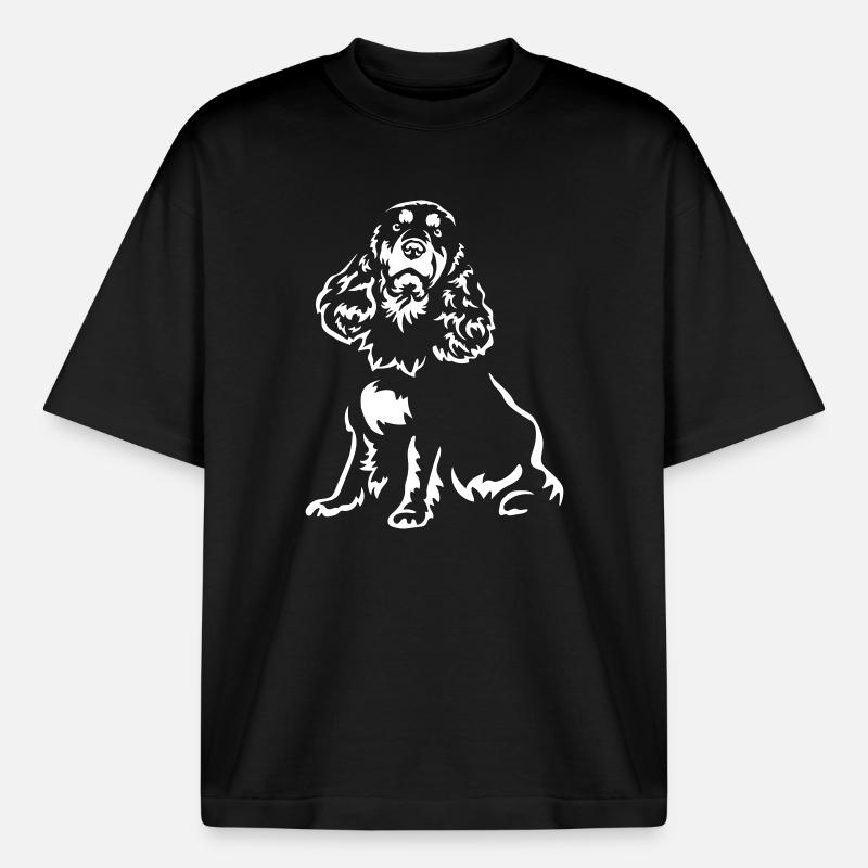 Cocker Spaniel "Black Edition" - Boxy Heavyweight Unisex Organic T-Shirt by Stanley/Stella - black