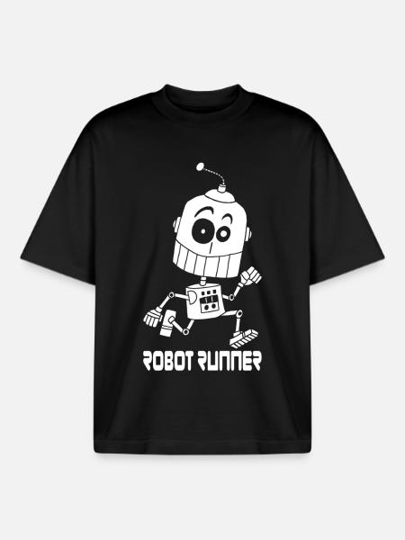 White Robot Runner - Boxy Heavyweight Unisex Organic T-Shirt by Stanley/Stella - black