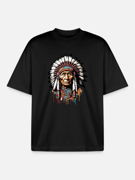 American Indian American - Boxy Heavyweight Unisex Organic T-Shirt by Stanley/Stella - black