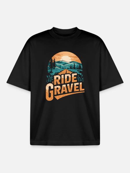 Ride Gravel Sunset - Boxy Heavyweight Unisex Organic T-Shirt by Stanley/Stella - black
