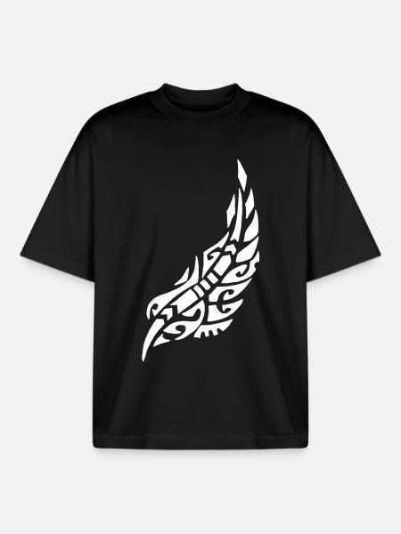 White Bird Feather - Boxy Heavyweight Unisex Organic T-Shirt by Stanley/Stella - black