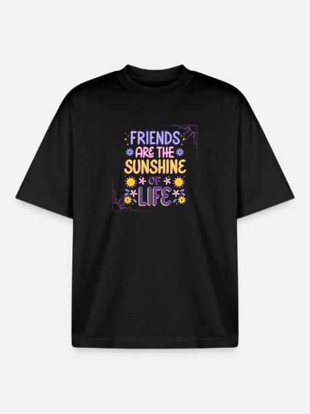 Sunshine Freundschaft Zitat Design - Boxy Heavyweight Unisex Organic T-Shirt von Stanley/Stella - Schwarz
