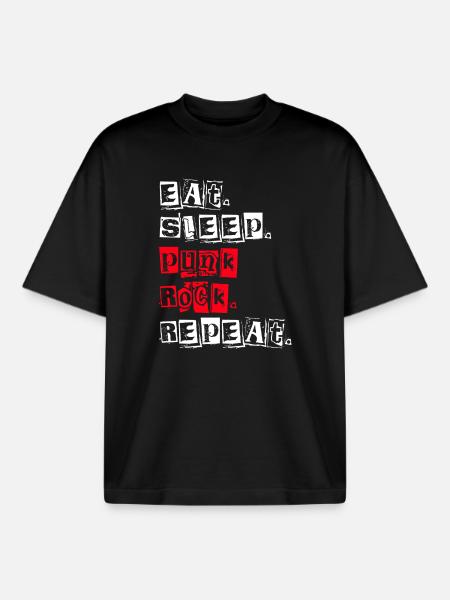Eat Sleep Punk Rock Repeat - Boxy Heavyweight Unisex Organic T-Shirt by Stanley/Stella - black
