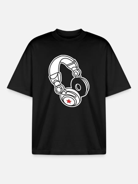 Kopfhörer Stern: Musik & Party Vibes - Boxy Heavyweight Unisex Organic T-Shirt von Stanley/Stella - Schwarz