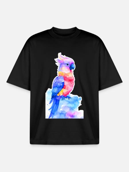 Kunterbunter Fantasie-Kakadu - Boxy Heavyweight Unisex Organic T-Shirt von Stanley/Stella - Schwarz