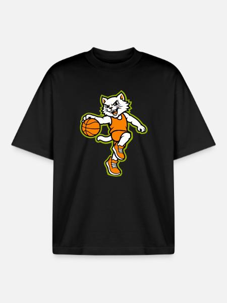Wildcat-Basketball-Action-Maskottchen - Boxy Heavyweight Unisex Organic T-Shirt von Stanley/Stella - Schwarz