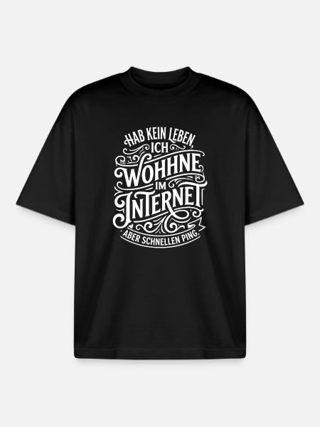 Im Internet Wohne Ich Zitat - Boxy Heavyweight Unisex Organic T-Shirt von Stanley/Stella - Schwarz