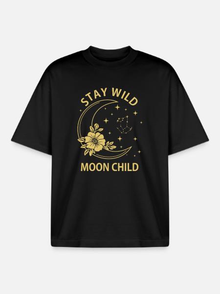 Bleib wilder Mond, Kind - Boxy Heavyweight Unisex Organic T-Shirt von Stanley/Stella - Schwarz