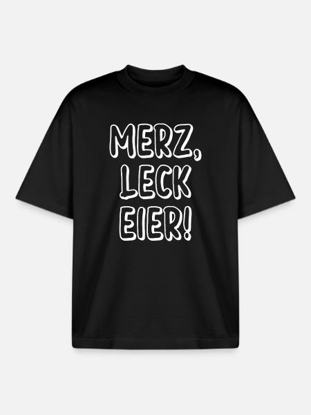 Merz Leck Eier Schriftzug - Boxy Heavyweight Unisex Organic T-Shirt von Stanley/Stella - Schwarz
