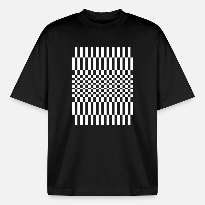 checkered pattern design - Boxy Heavyweight Unisex Organic T-Shirt by Stanley/Stella - black