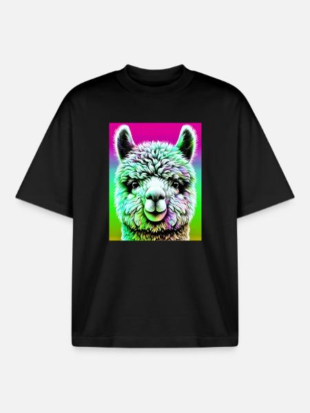 Alpaca - Boxy Heavyweight Unisex Organic T-Shirt by Stanley/Stella - black