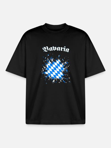 Bayern Diamantenspritzer Blau Weiß Bayern Bavière - T-shirt unisexe boxy épais biologique Stanley/Stella - noir
