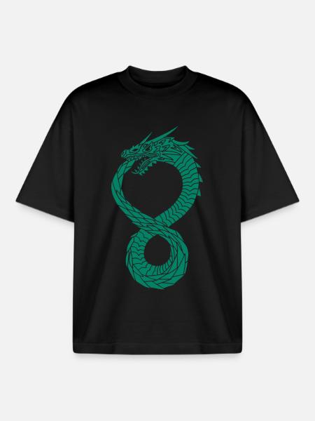 Green Infinite Dragon - Boxy Heavyweight Unisex Organic T-Shirt by Stanley/Stella - black