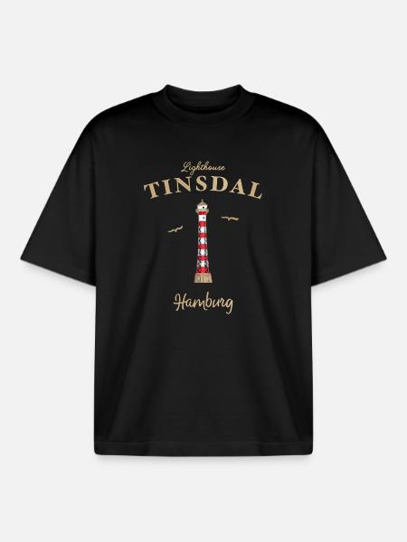 Lighthouse Hamburg Linsdal, Germany - Boxy Heavyweight Unisex Organic T-Shirt by Stanley/Stella - black
