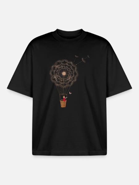 fanciful dandelion balloon - Boxy Heavyweight Unisex Organic T-Shirt by Stanley/Stella - black