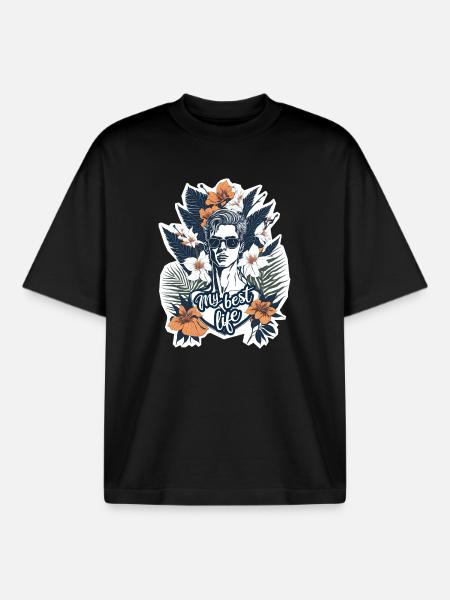 Mein bestes Leben - Boxy Heavyweight Unisex Organic T-Shirt von Stanley/Stella - Schwarz