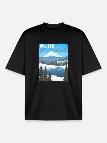 Winter Wonderland - public domain modificated - Boxy Heavyweight Unisex Organic T-Shirt von Stanley/Stella - Schwarz