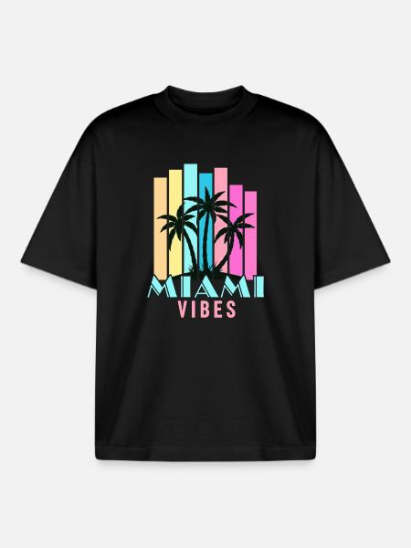 Miami Vibes - Boxy Heavyweight Unisex Organic T-Shirt by Stanley/Stella - black