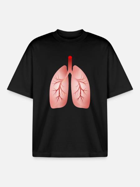 Human Lung – Medical Illustration - Boxy Heavyweight Unisex Organic T-Shirt by Stanley/Stella - black