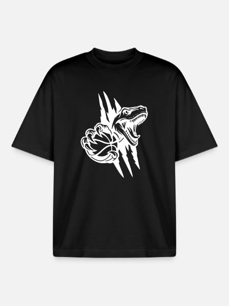 Roaring Raptor Basketball - Boxy Heavyweight Unisex Organic T-Shirt by Stanley/Stella - black