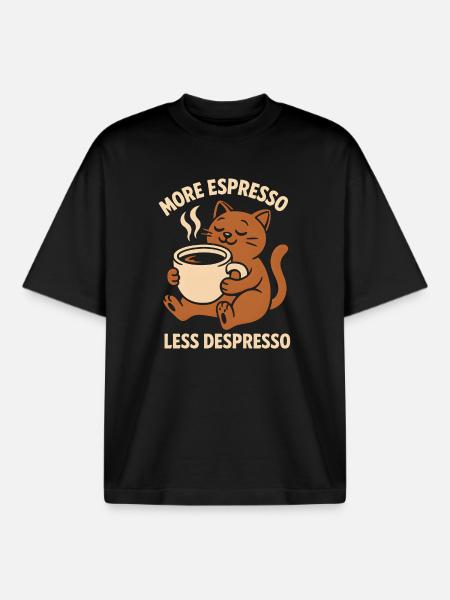 More espresso Less Despresso - Boxy Heavyweight Unisex Organic T-Shirt by Stanley/Stella - black