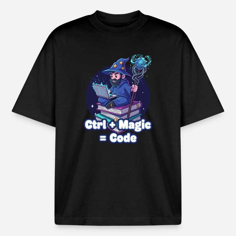 Ctrl Magic Code Wizard - Boxy Heavyweight Unisex Organic T-Shirt by Stanley/Stella - black