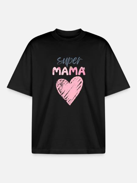 Mama - Super Mama - Boxy Heavyweight Unisex Organic T-Shirt von Stanley/Stella - Schwarz