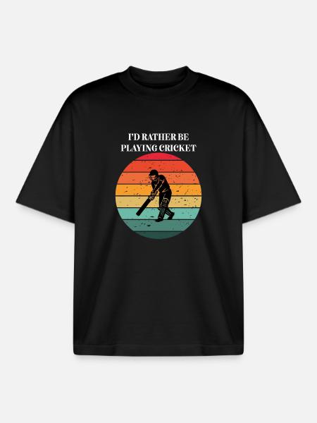 Cricket in the Retro Sun - Boxy Heavyweight Unisex Organic T-Shirt by Stanley/Stella - black