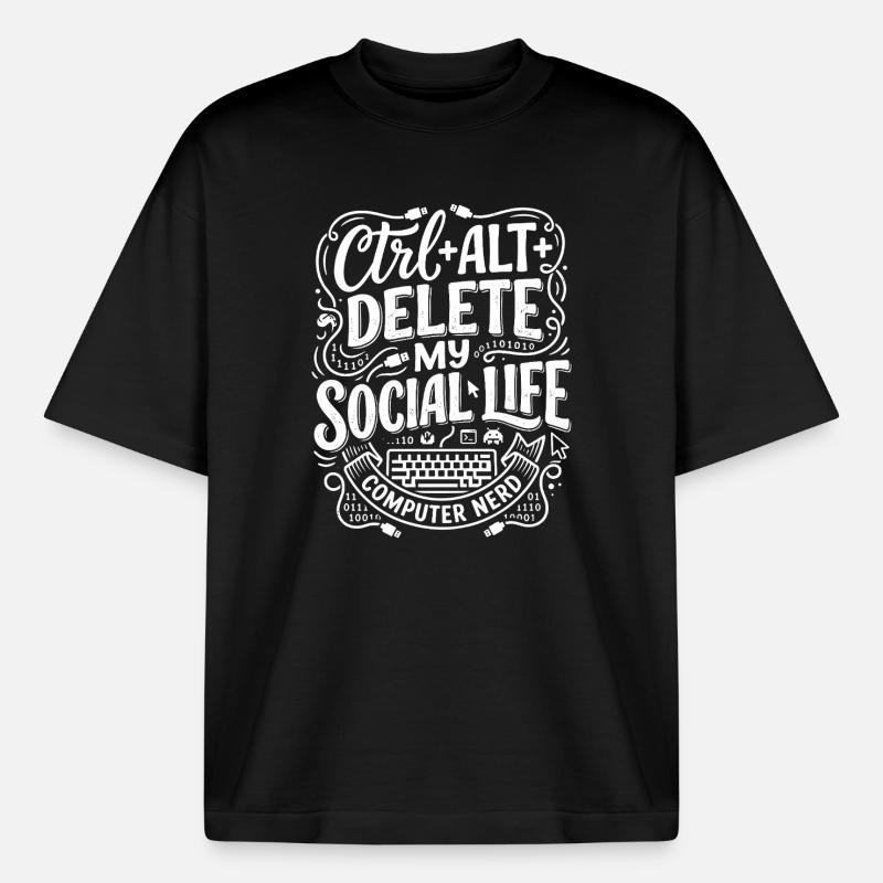 Ctrl+Alt+Delete – Computer Nerd Life - Boxy Heavyweight Unisex Organic T-Shirt by Stanley/Stella - black