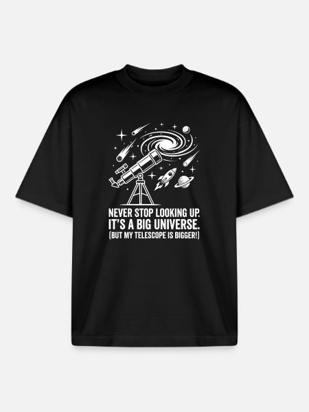 Rêves télescopiques dans le vaste cosmos - T-shirt unisexe boxy épais biologique Stanley/Stella - noir