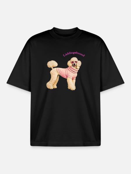 Lieblingsfreund Königspudel im rosa Pullover - Boxy Heavyweight Unisex Organic T-Shirt von Stanley/Stella - Schwarz