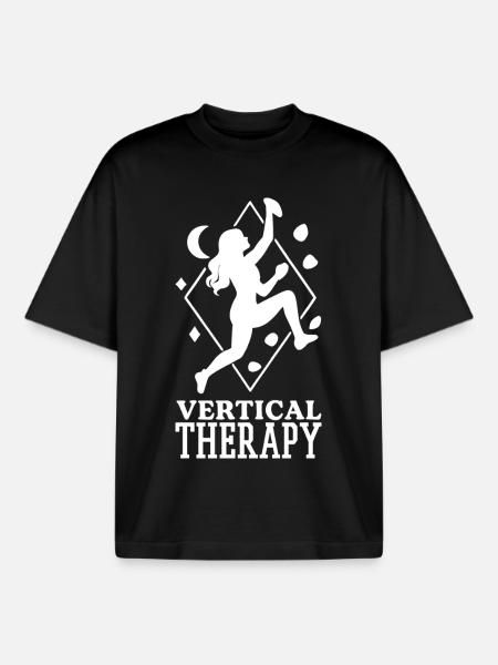 Vertical Therapy: Bouldering & Climbing Boho Design - Boxy Heavyweight Unisex Organic T-Shirt by Stanley/Stella - black