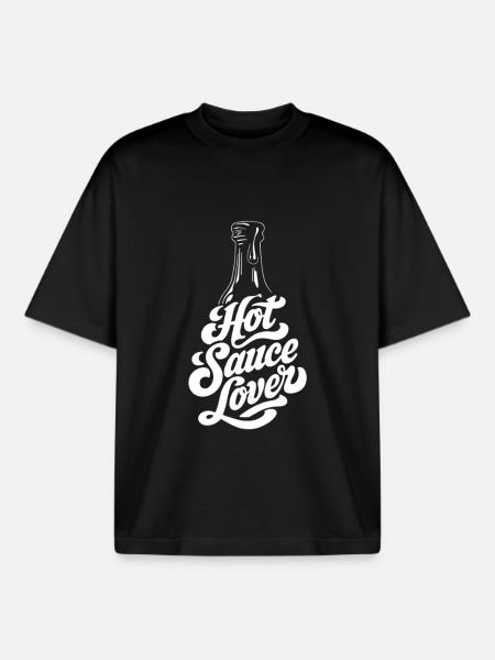 Hot Sauce Lover Bottle Art - Boxy Heavyweight Unisex Organic T-Shirt by Stanley/Stella - black