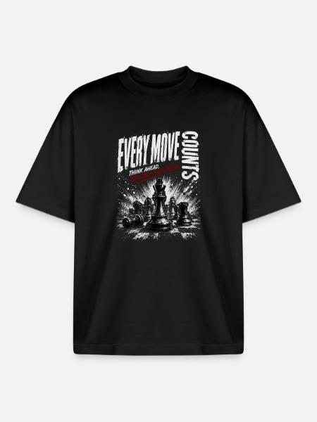 Every Move Counts: Chess Grunge - Boxy Heavyweight Unisex Organic T-Shirt by Stanley/Stella - black