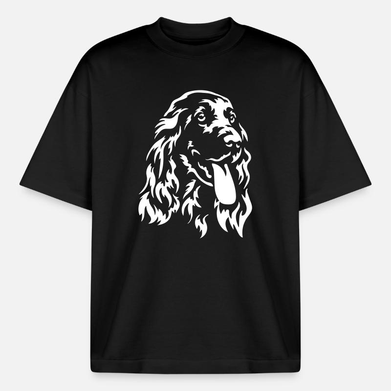 Cocker Spaniel Kopf "Black Edition" - Boxy Heavyweight Unisex Organic T-Shirt von Stanley/Stella - Schwarz