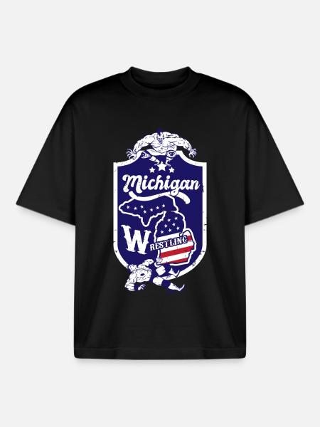 Michigan Wrestling - Boxy Heavyweight Unisex Organic T-Shirt by Stanley/Stella - black