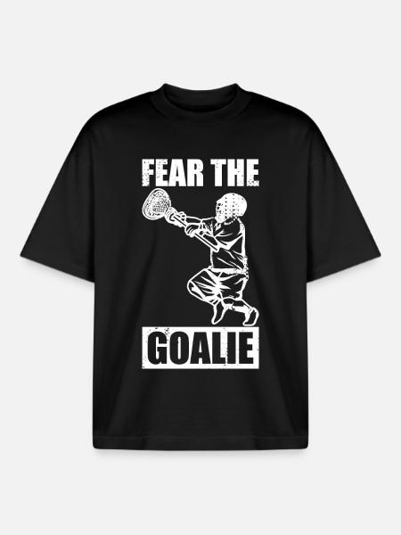 Lacrosse Goaltender - Boxy Heavyweight Unisex Organic T-Shirt by Stanley/Stella - black