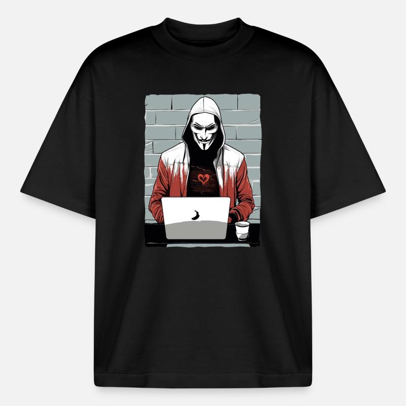 Anonymous Hacker - Heavyweight Boxy Unisex T-Shirt by Stanley/Stella - black