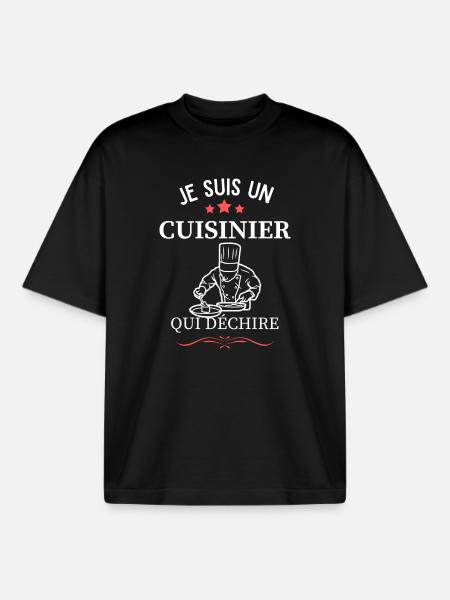 Cuisinier Qui Déchire - T-shirt unisexe boxy épais biologique Stanley/Stella - noir
