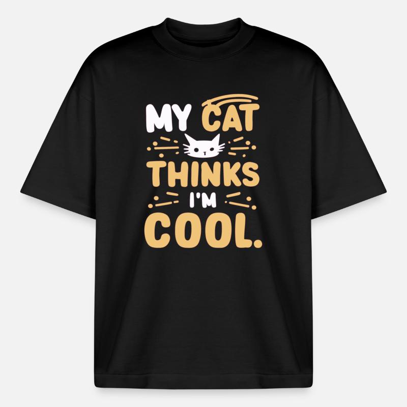 My cat thinks i am cool - Boxy Heavyweight Unisex Organic T-Shirt von Stanley/Stella - Schwarz