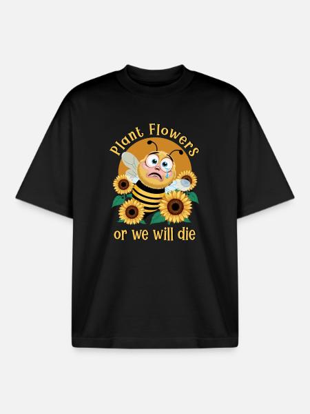 Saving bees - Boxy Heavyweight Unisex Organic T-Shirt by Stanley/Stella - black