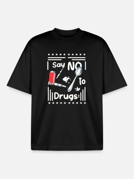 Dites NON à la drogue - T-shirt unisexe boxy épais biologique Stanley/Stella - noir