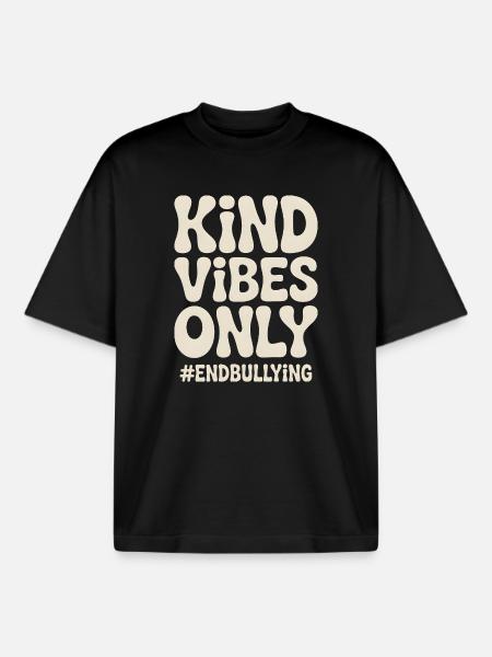 Kind Vibes Only End Bullying - Boxy Heavyweight Unisex Organic T-Shirt by Stanley/Stella - black