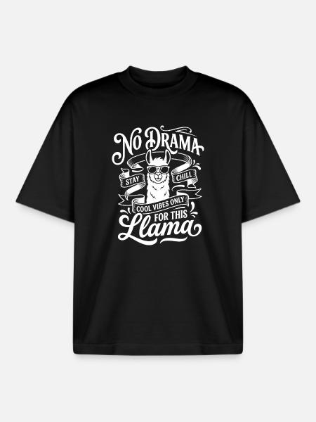 No Drama Lama – Chill Vibes - Boxy Heavyweight Unisex Organic T-Shirt by Stanley/Stella - black